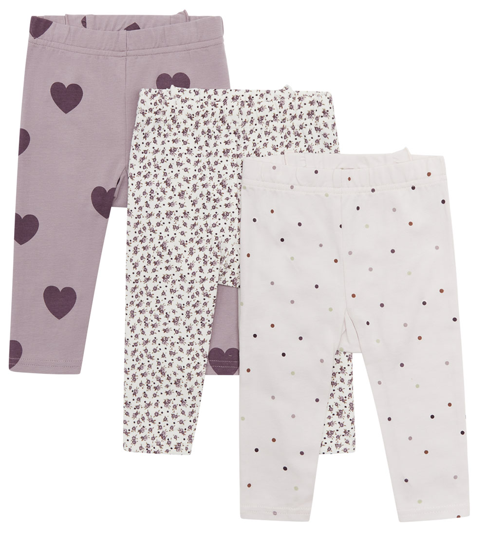 Hust and Claire Leggings - 3-Pack - Liva - Purple Dove w. Ruffle