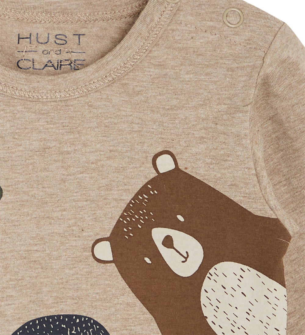 Hust and Claire Bodysuit L/æ - Buster - Beige Melange w. Animals