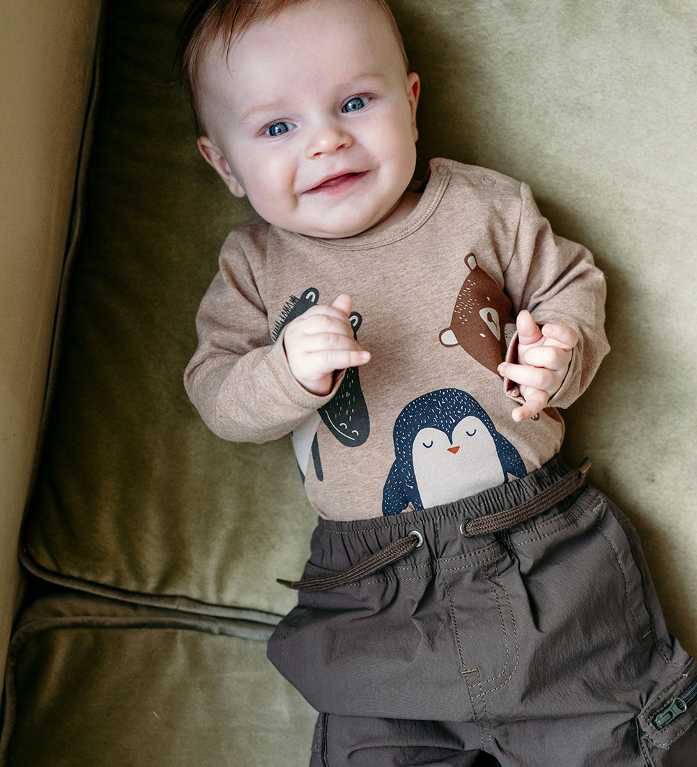 Hust and Claire Bodysuit L/æ - Buster - Beige Melange w. Animals