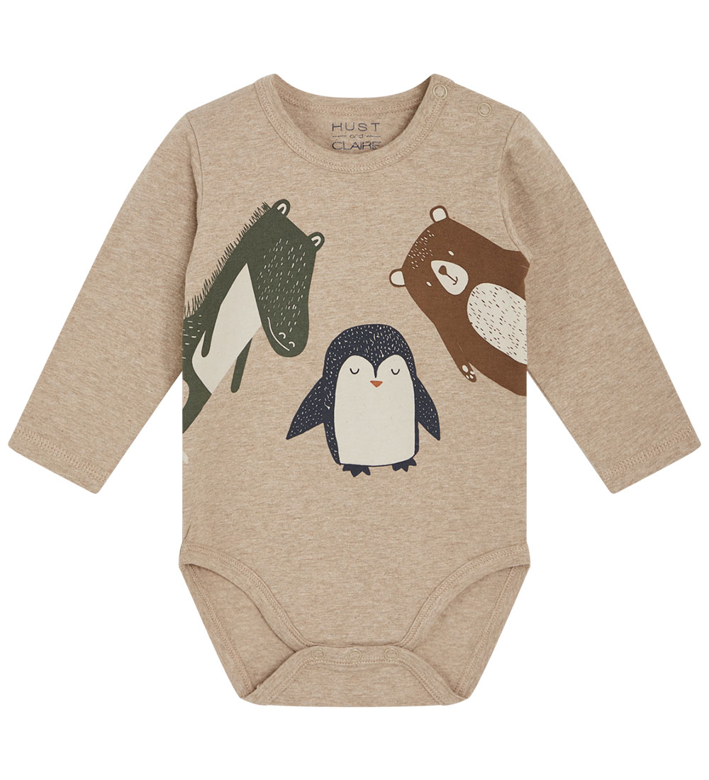 Hust and Claire Bodysuit L/æ - Buster - Beige Melange w. Animals