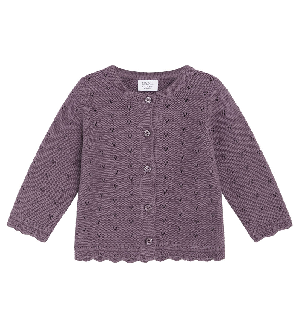 Hust and Claire Cardigan - Knitted - Caren - Dark Plum w. Pointe