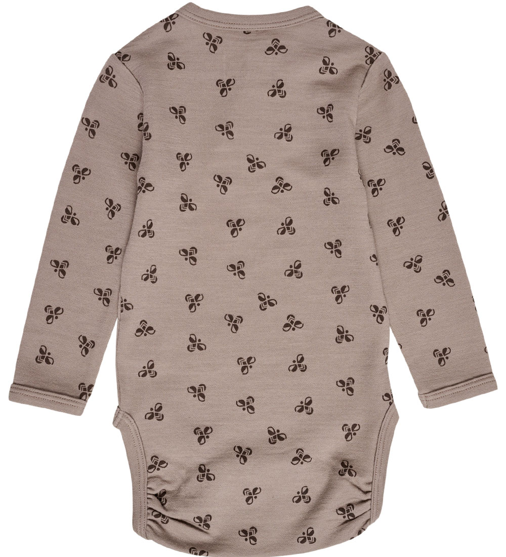 Hummel Bodysuit L/æ - HmlBambo - Fungi/Major Brown