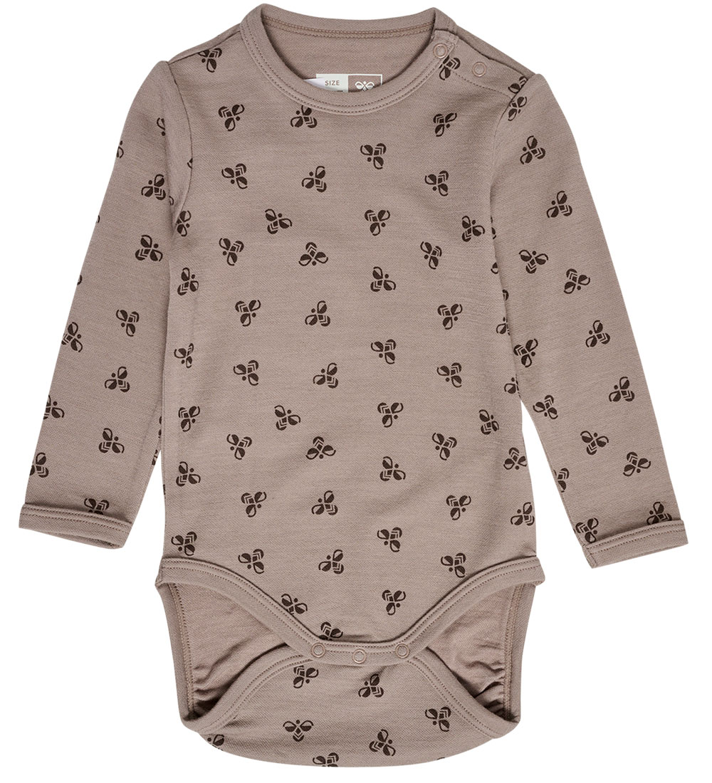 Hummel Bodysuit L/æ - HmlBambo - Fungi/Major Brown