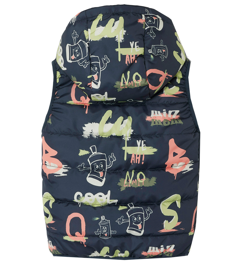 Name It Puffer Vest - NmmMylane - India Ink w. Print