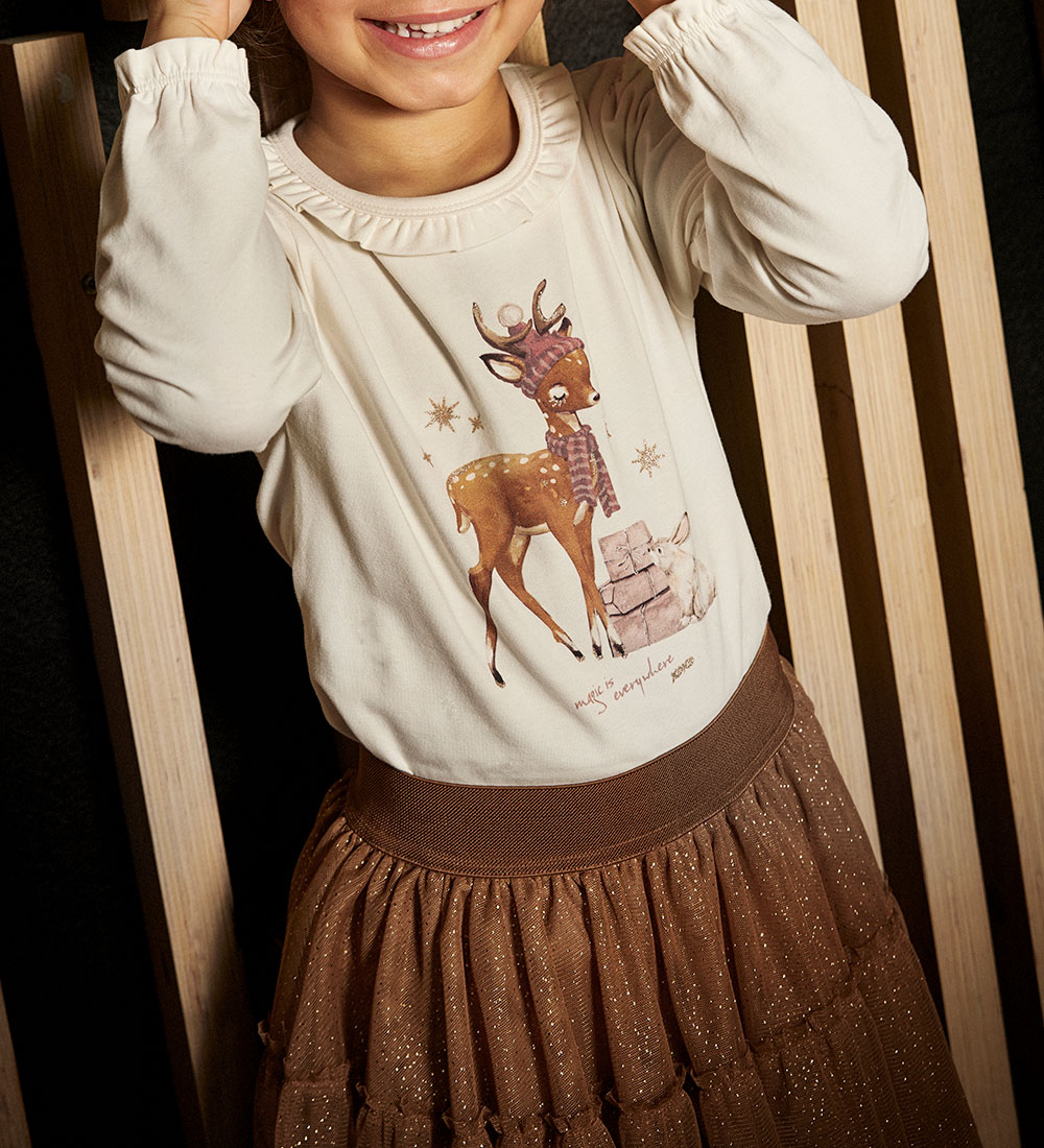 Minymo Skirt - Mesh w. Glitter - Thrush