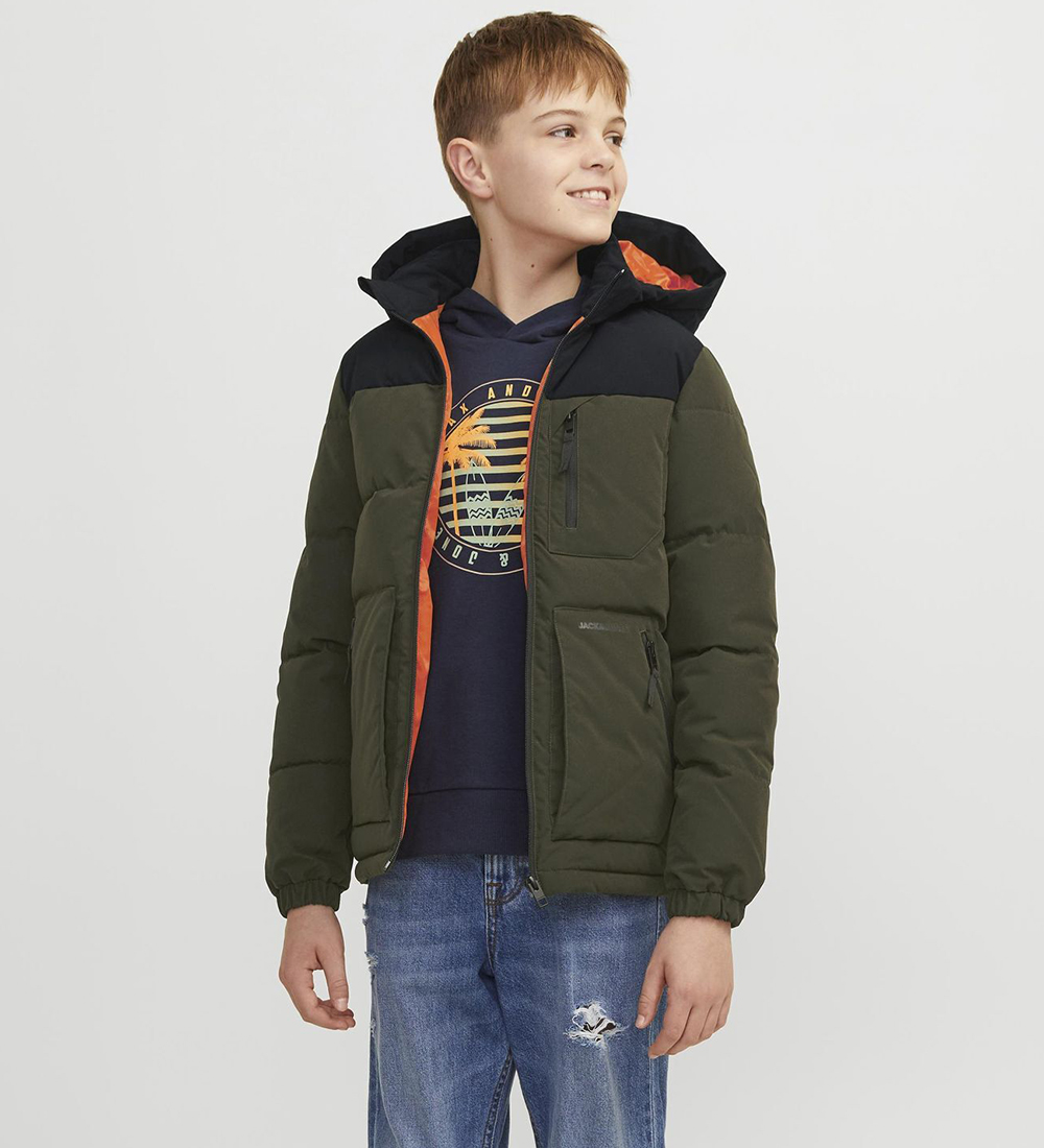 Jack & Jones Puffer Jacket - JJEOtto - Raisin/Black Blocking/Bla
