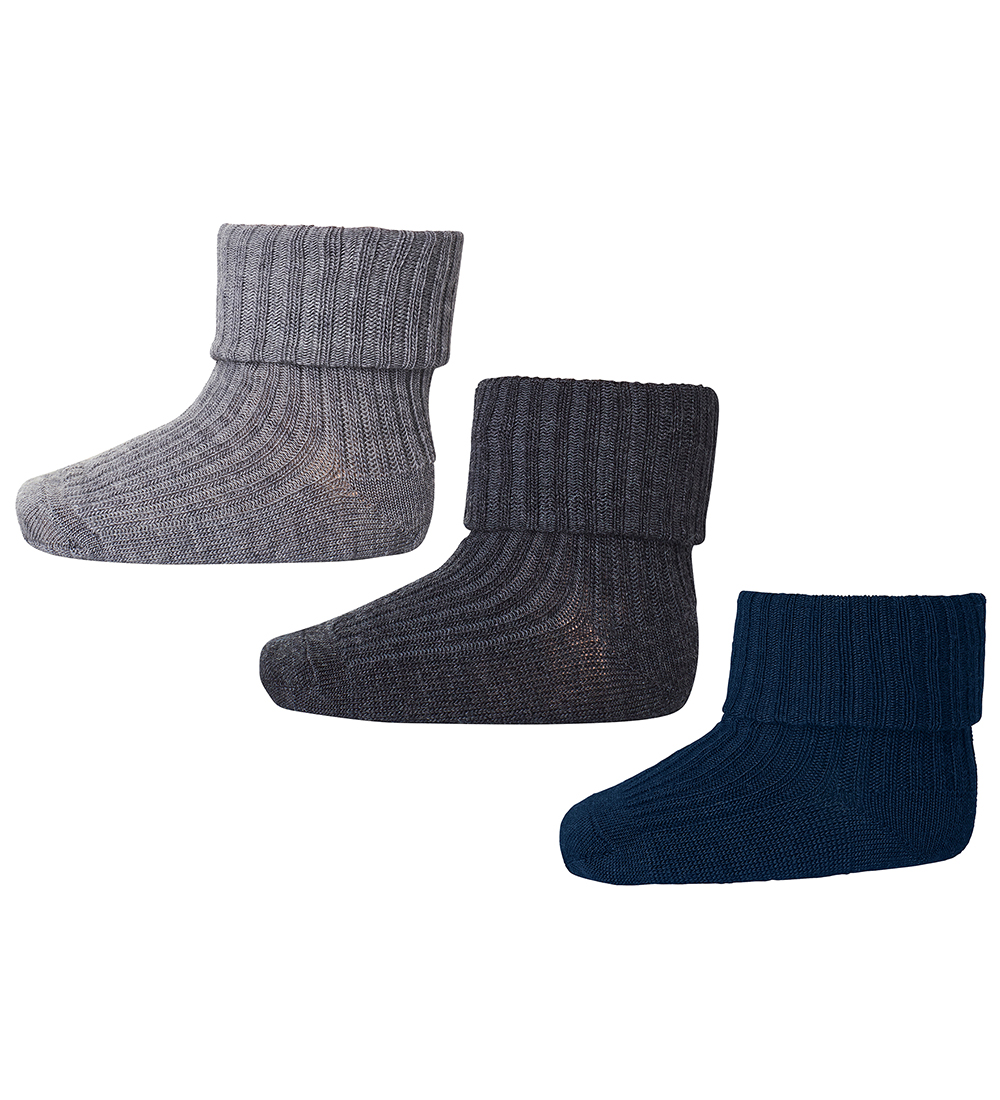 MP Socks - 3-Pack - Wool - Rib - Grey Melange