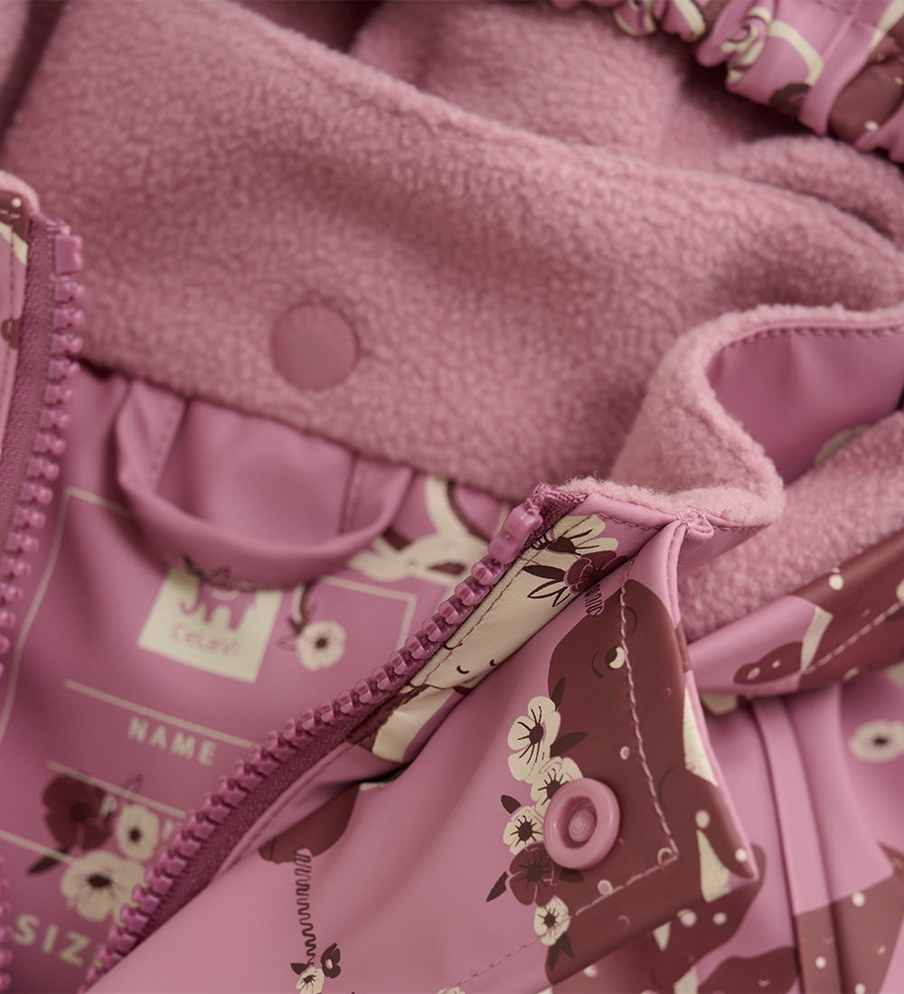 CeLaVi Rainsuit w. Fleece - Foxglove