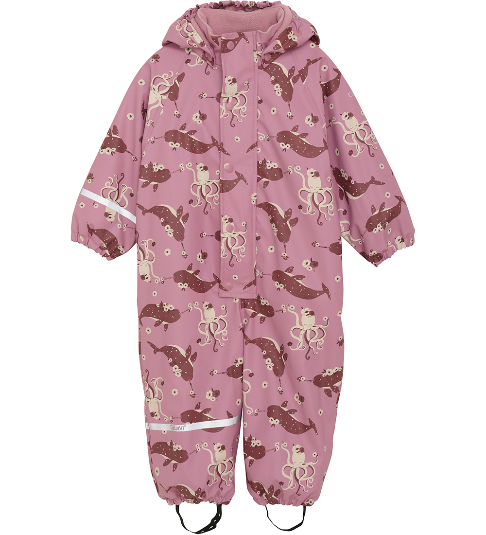 CeLaVi Rainsuit w. Fleece - Foxglove