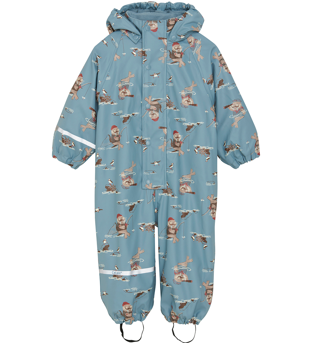 CeLaVi Rainsuit w. Fleece - Smoke Blue