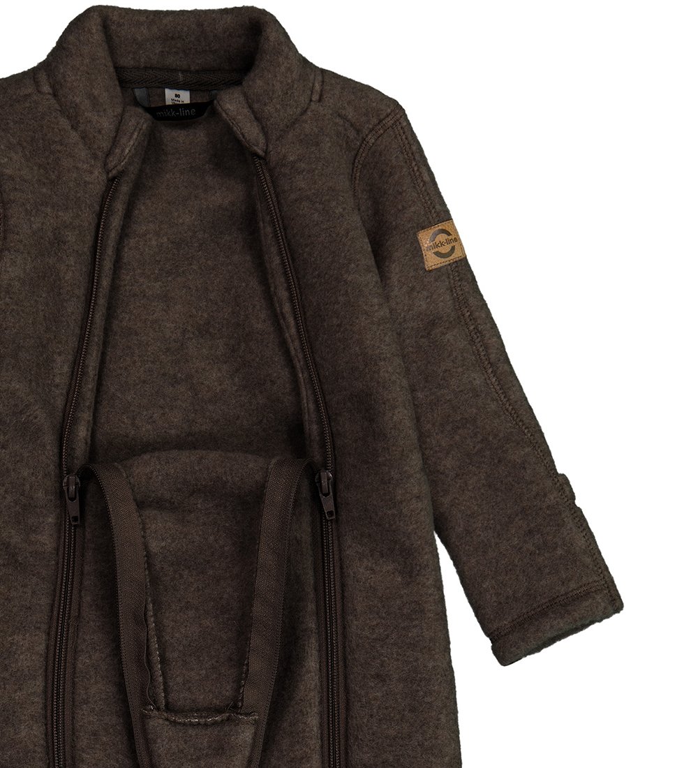 Mikk-Line Pramsuit - Wool - Dark Brown Melange