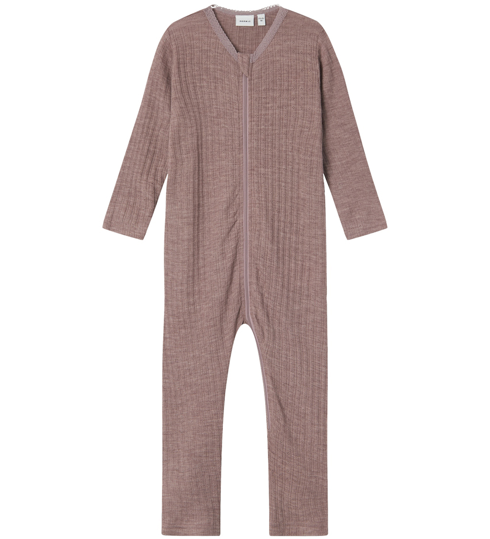 Name It Nightsuit - Wool - Rib - NmfWossa - Purple Dove