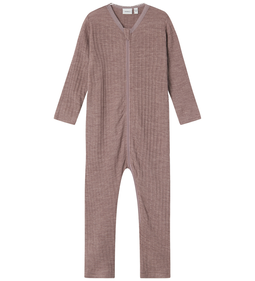 Name It Nightsuit - Wool - Rib - NbfWossa - Purple Dove