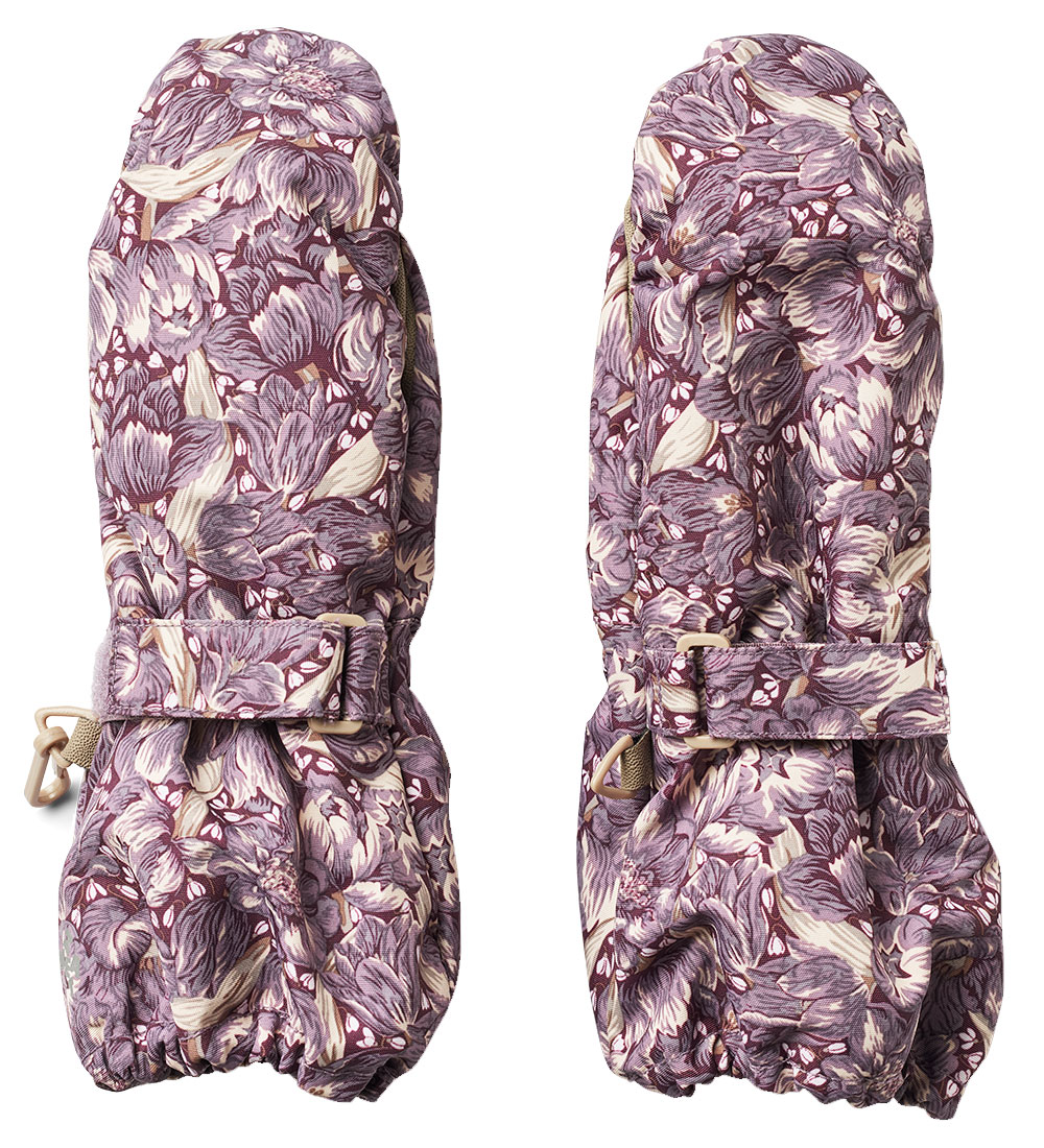 Wheat Mittens - Tech - Purple Tulips