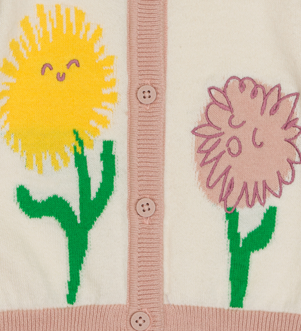 Stella McCartney Kids Cardigan - Stickad - Vit/Rosa m. Blommor