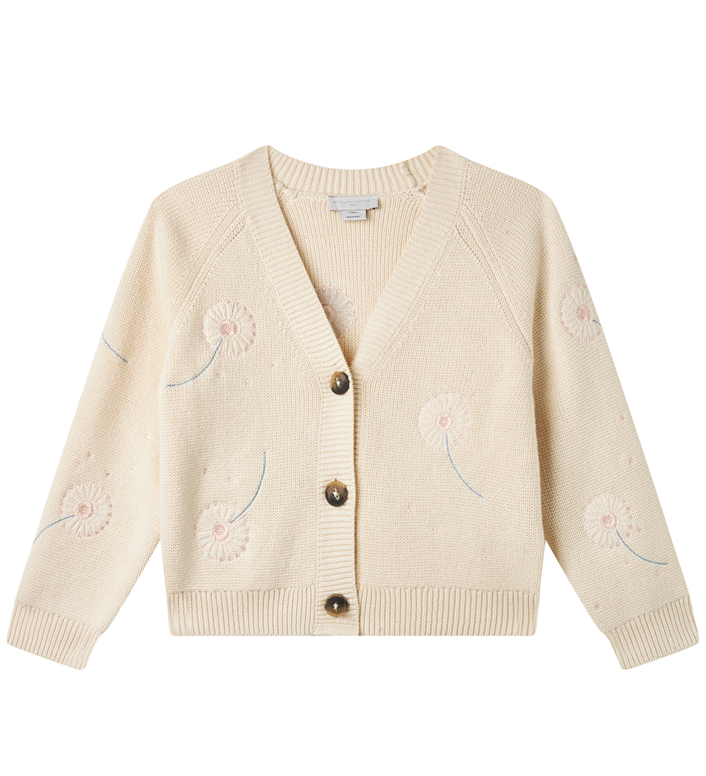 Stella McCartney Kids Cardigan - Knitted - Cream with flowers