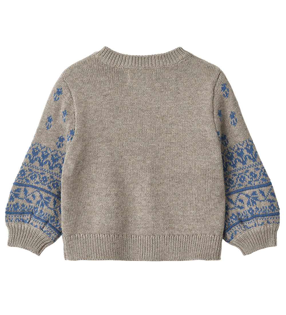 Wheat Cardigan - Prjónað - Jacquard - Hlýtt Grey Melange