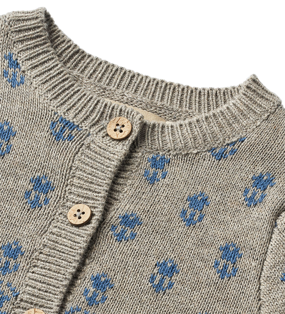 Wheat Cardigan - Prjónað - Jacquard - Hlýtt Grey Melange