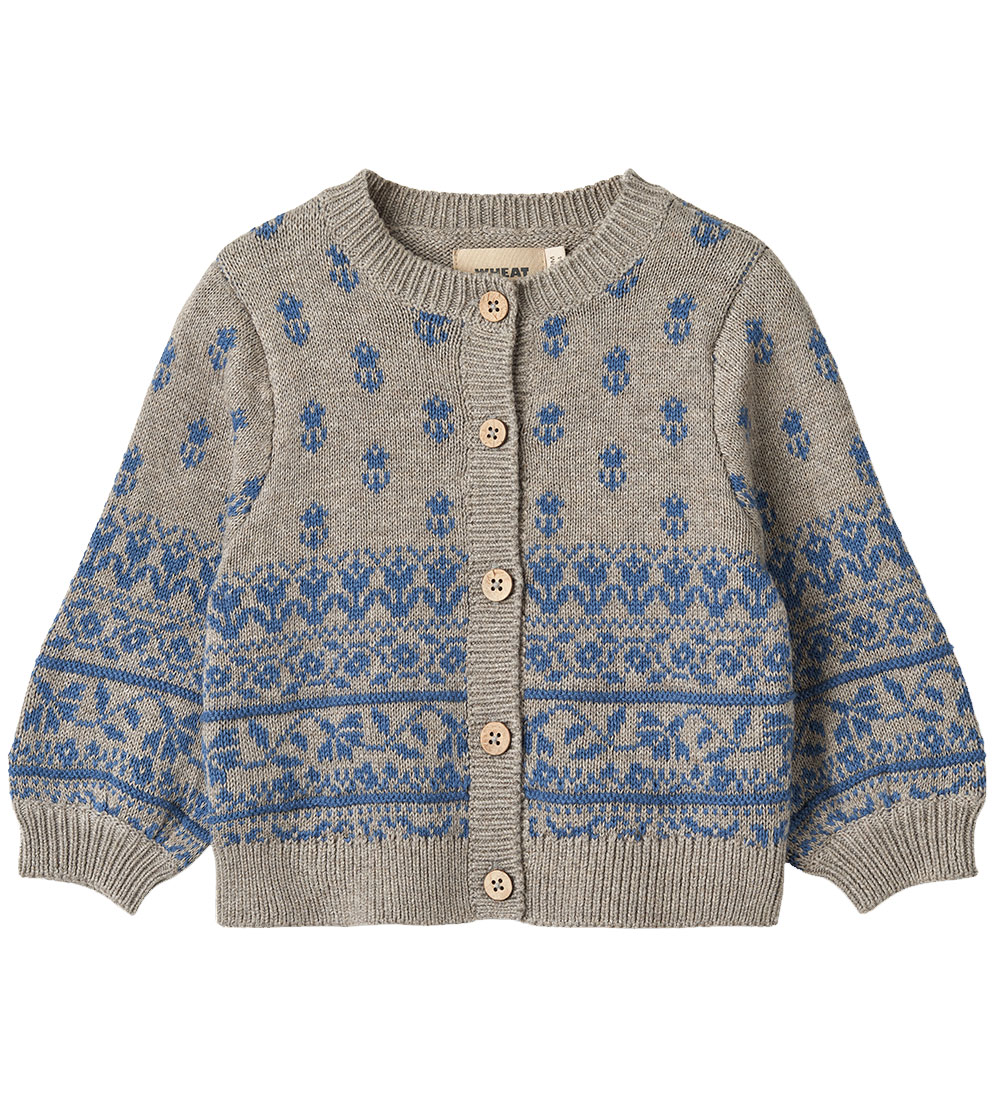 Wheat Cardigan - Prjónað - Jacquard - Hlýtt Grey Melange