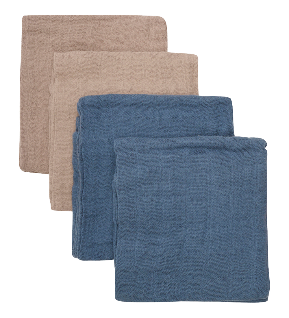 Pippi Hydrofiele Doek - 4-pack - 65x65 cm - China Blue/Beige