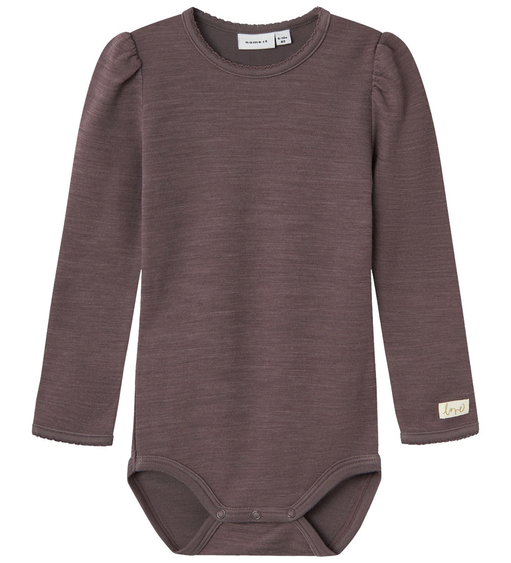 Name It Bodysuit L/æ - Wool - NbfWyla - Sparrow