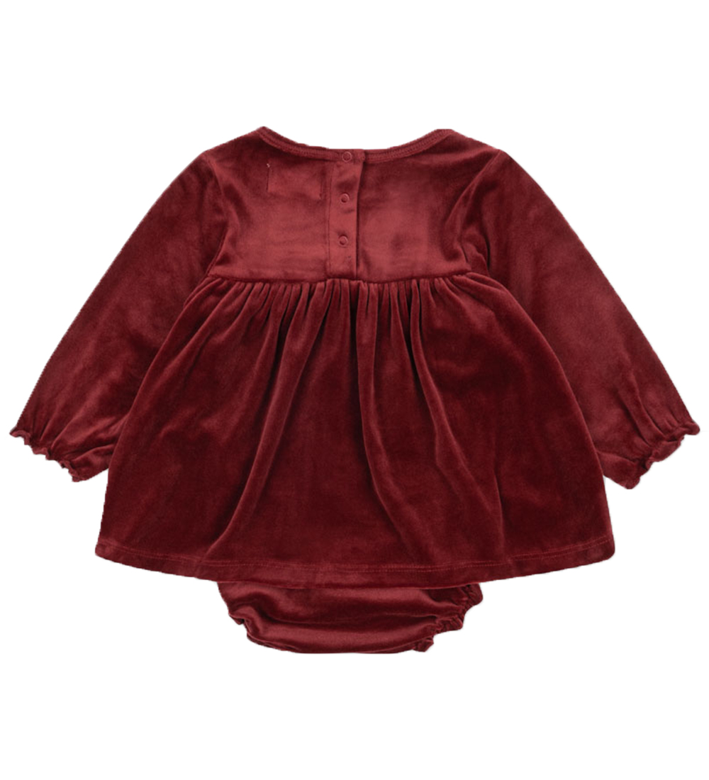 Konges Sløjd Bodykleid - Velours - Jingle - Rot Dahlia