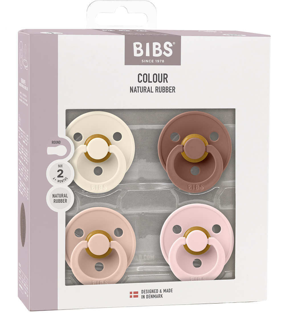 BIBS Colour Pacifiers - Size 2 - 4-Pack - Round - Blush Mix