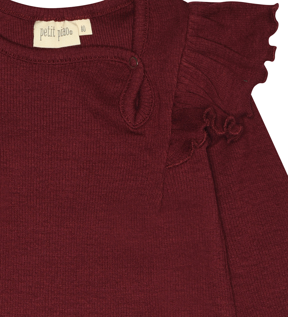 Petit Piao Bodysuit L/æ - Rib - Modal - Dark Cherry
