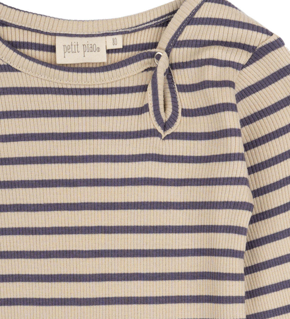 Petit Piao Bodysuit L/æ - Rib - Modal - Dusty Violet/Dark Off Wh