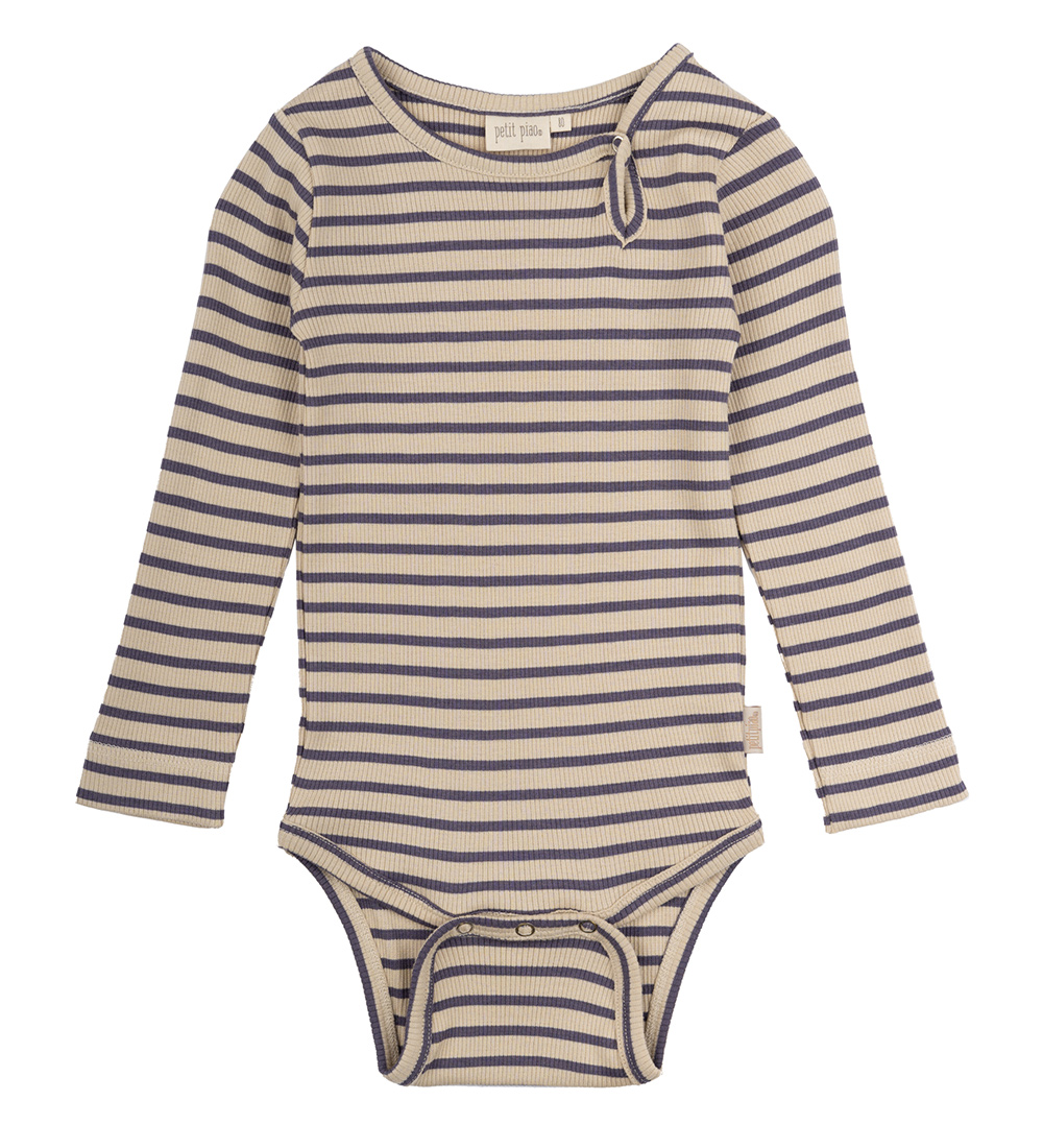 Petit Piao Bodysuit L/æ - Rib - Modal - Dusty Violet/Dark Off Wh