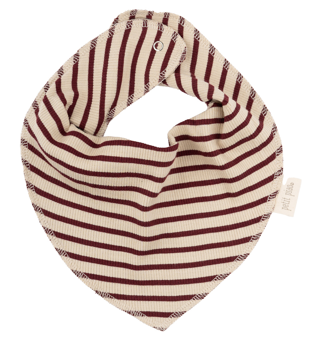 Petit Piao Teething Bib - Rib - Modal - Dark Cherry/Dark Off Whi