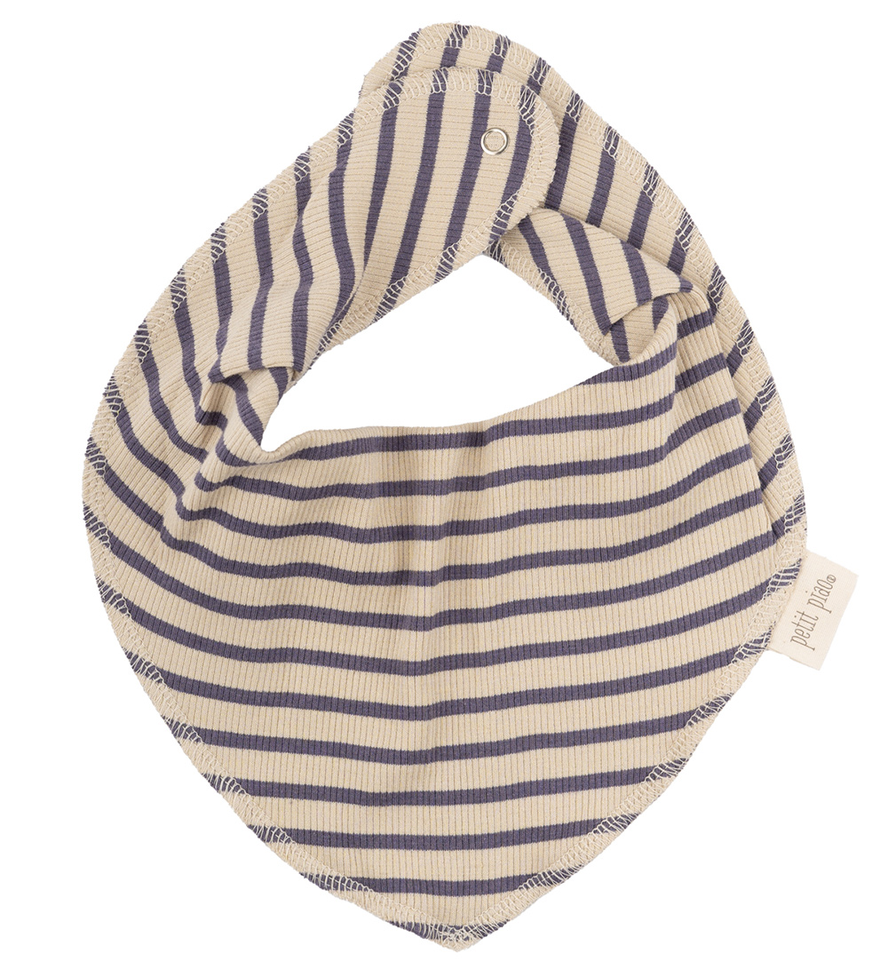 Petit Piao Teething Bib - Rib - Modal - Dusty Violet/Dark Off Wh