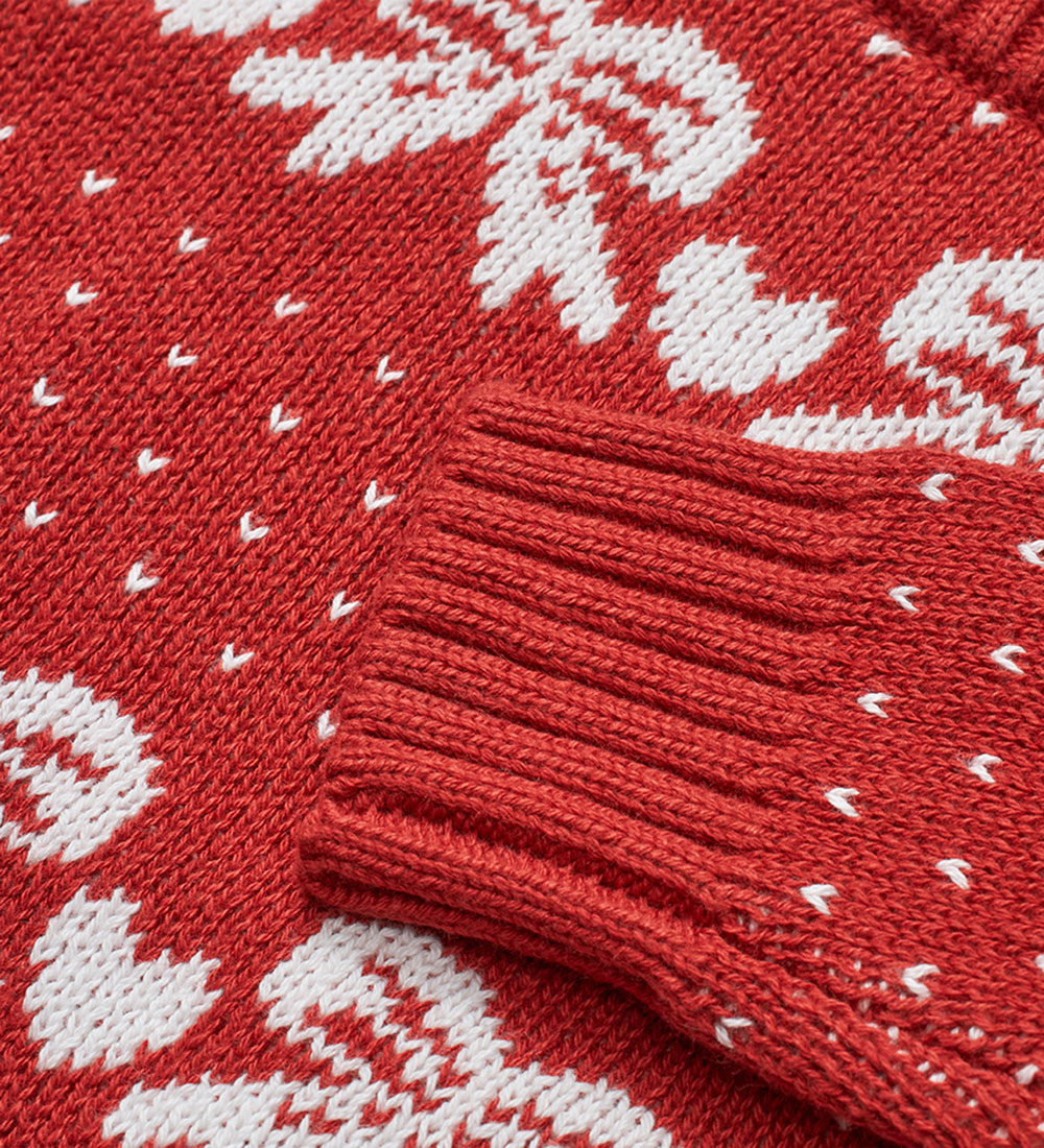 Flöss Blouse - Knitted - Noe - Red/Off White Bow