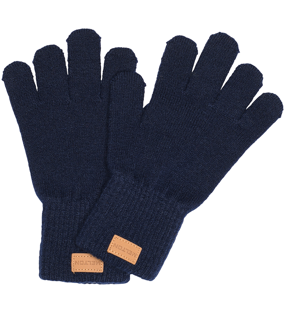 Melton Gloves - Knitted - Wool - Peacoat Blue