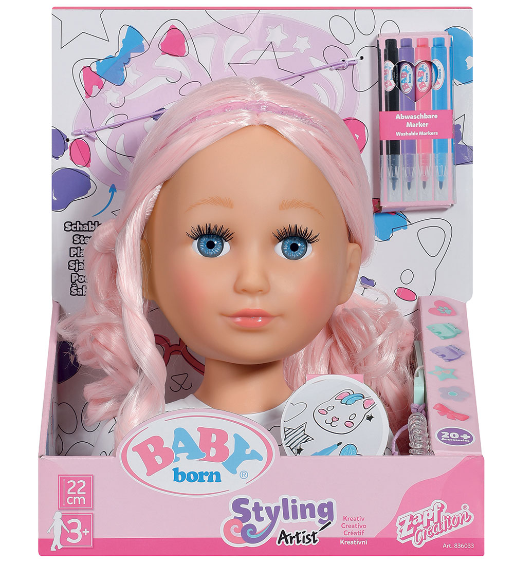 Baby Born Make-up-Kopf m. Accessoires - Schwester Styling Künstl