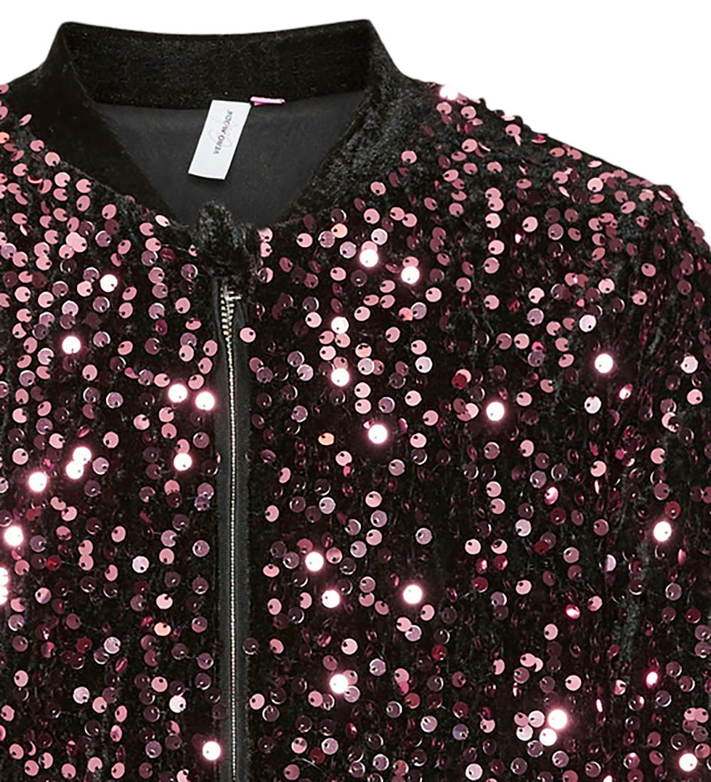 Gilet Vero Moda Girl - VmBella - Black/Rose Doré Paillettes