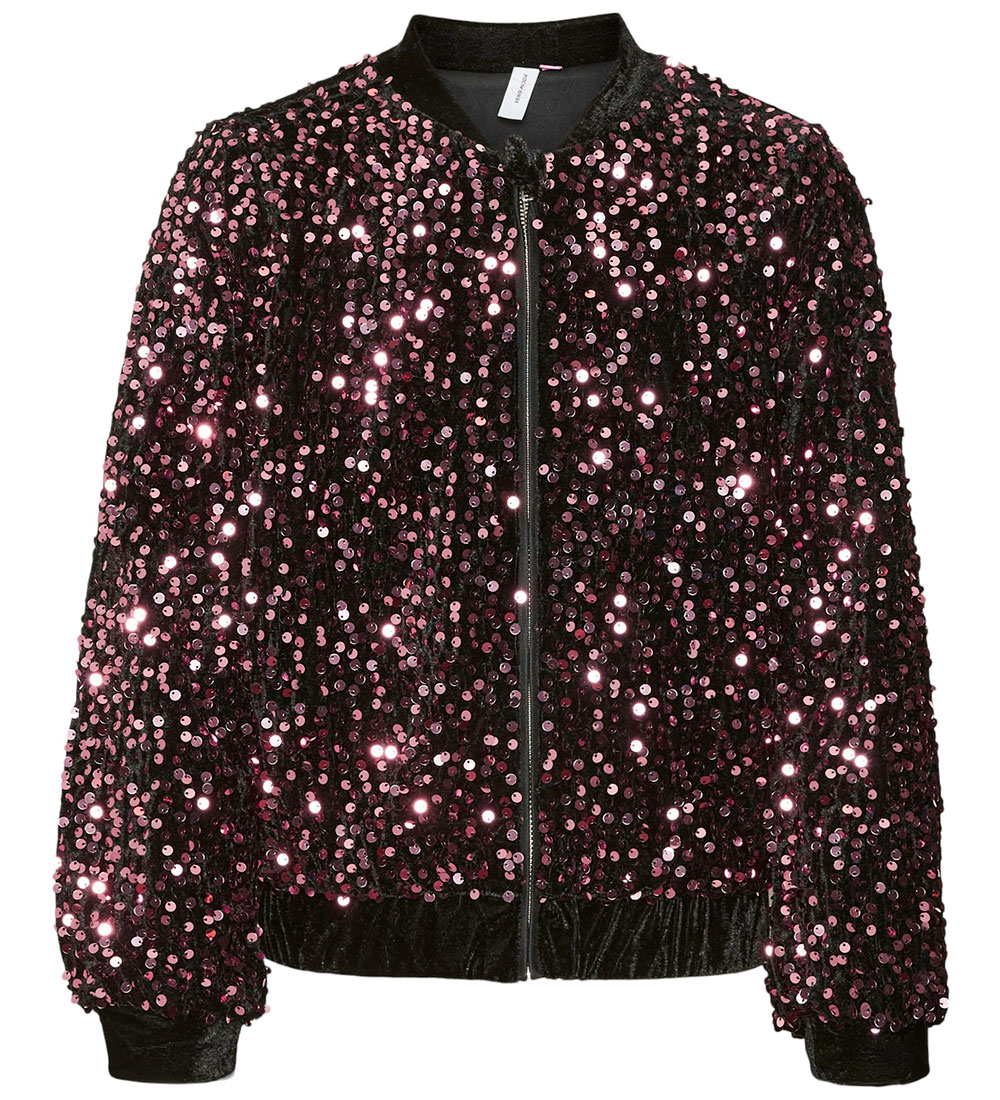 Gilet Vero Moda Girl - VmBella - Black/Rose Doré Paillettes