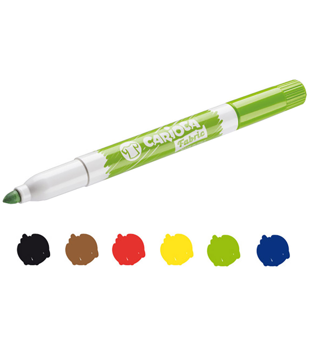 Carioca Fabric markers - 6 pcs - Maxi Tip - Multicolour