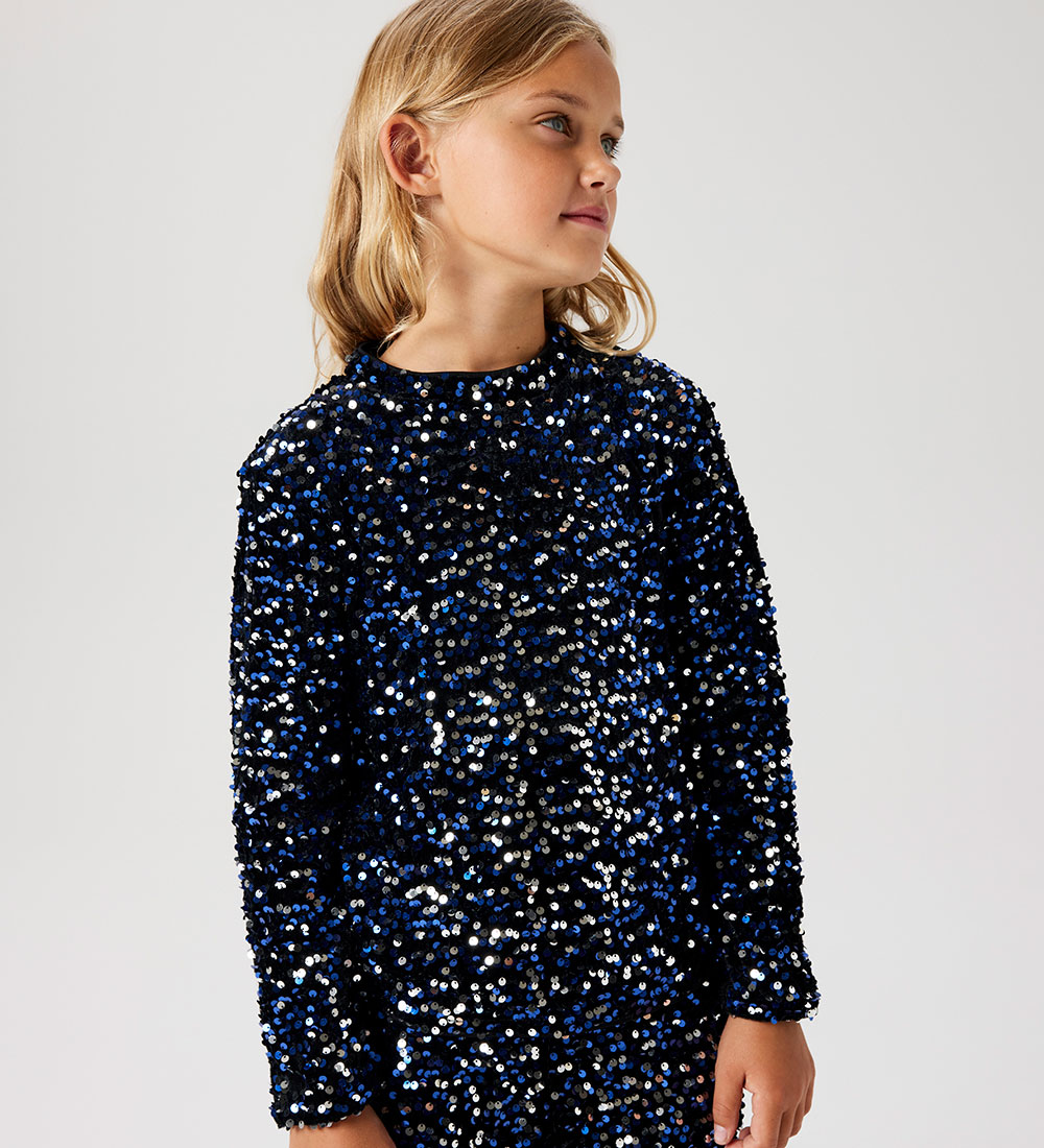 Name It Blouse - NkfRunica - Black/Purple Opulence w. Sequins