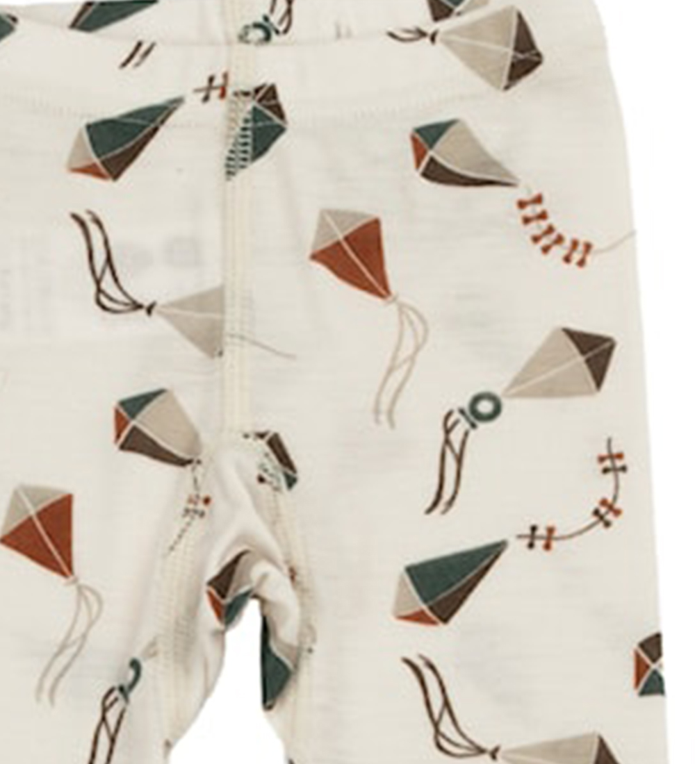 Katvig Leggings - Wool - Off White w. Dragons
