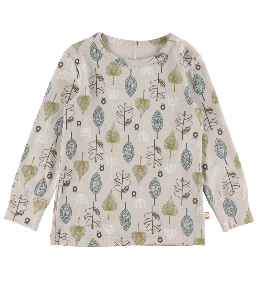Katvig Bluse - Beige m. Blätter