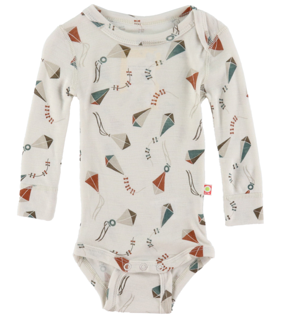 Katvig Bodysuit L/æ - Wool - Off White w. Kites