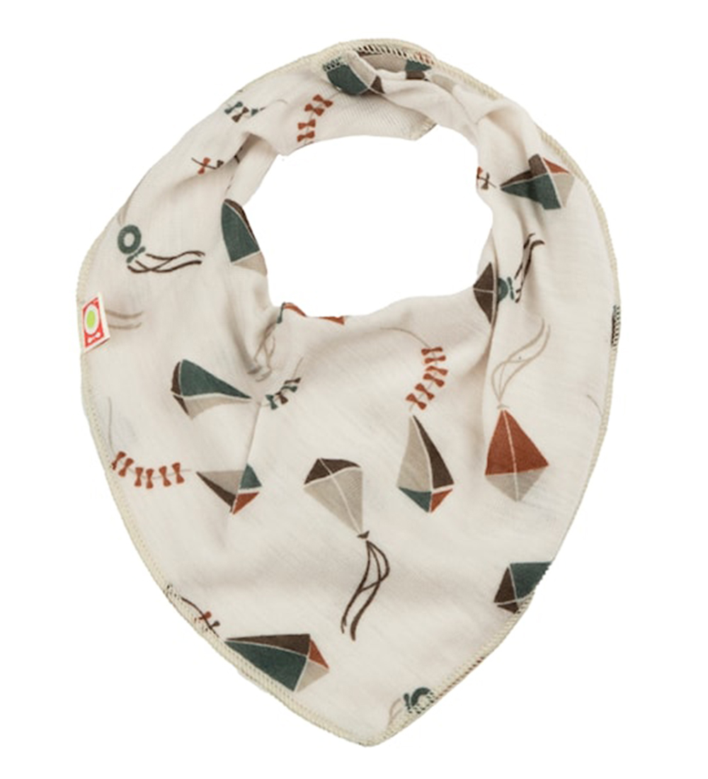 Katvig Teething Bib - Wool - Off White w. Dragons