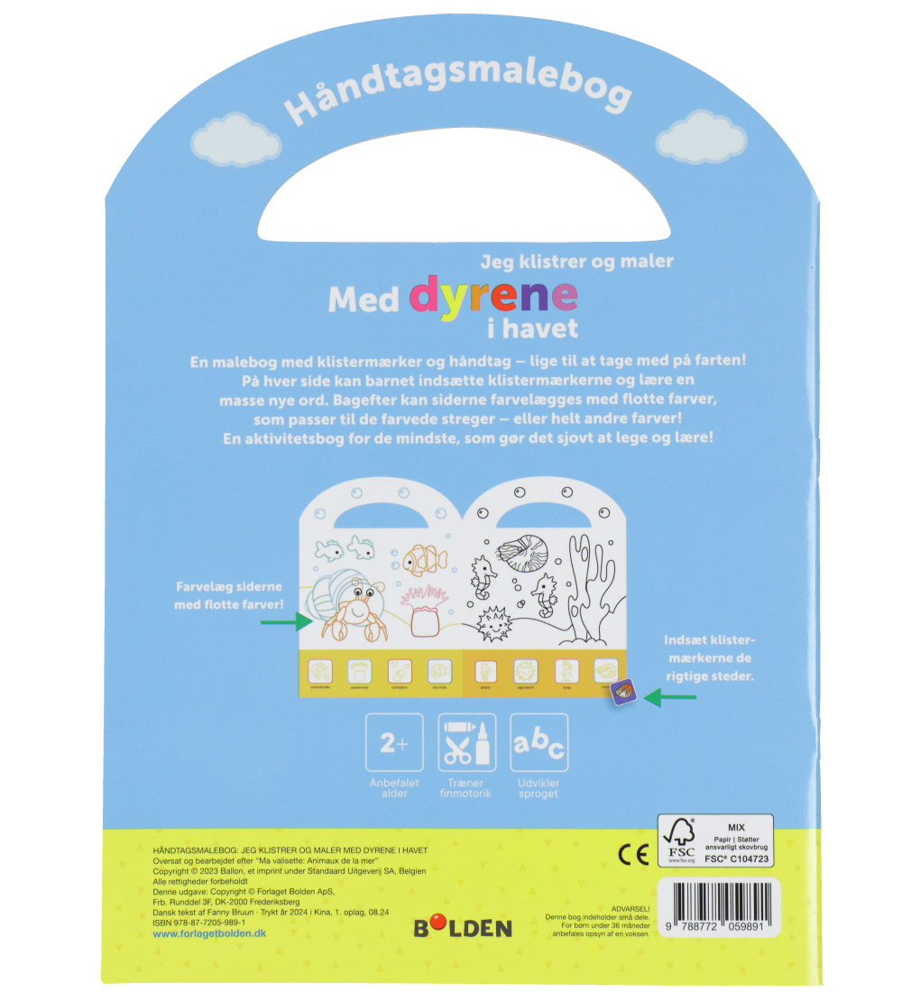 Forlaget Bolden Handvat Kleurboek m. Stickers - Met de dieren in
