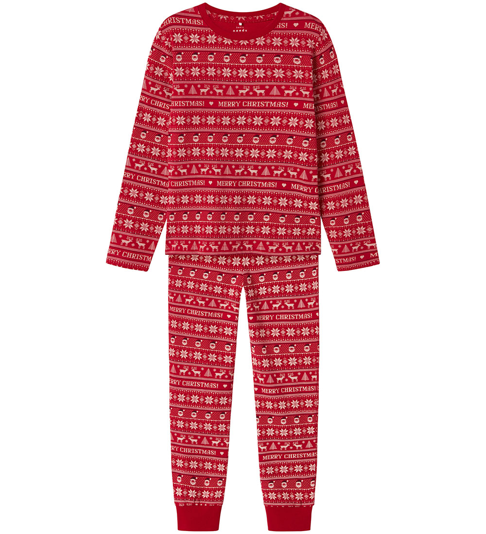 Name It Pyjama Set - NknVismas - Jester Red/Merry Christmas