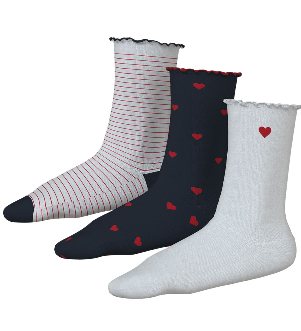 Name It Socks - 3-Pack - NkfLulu - Bright White/Stripes