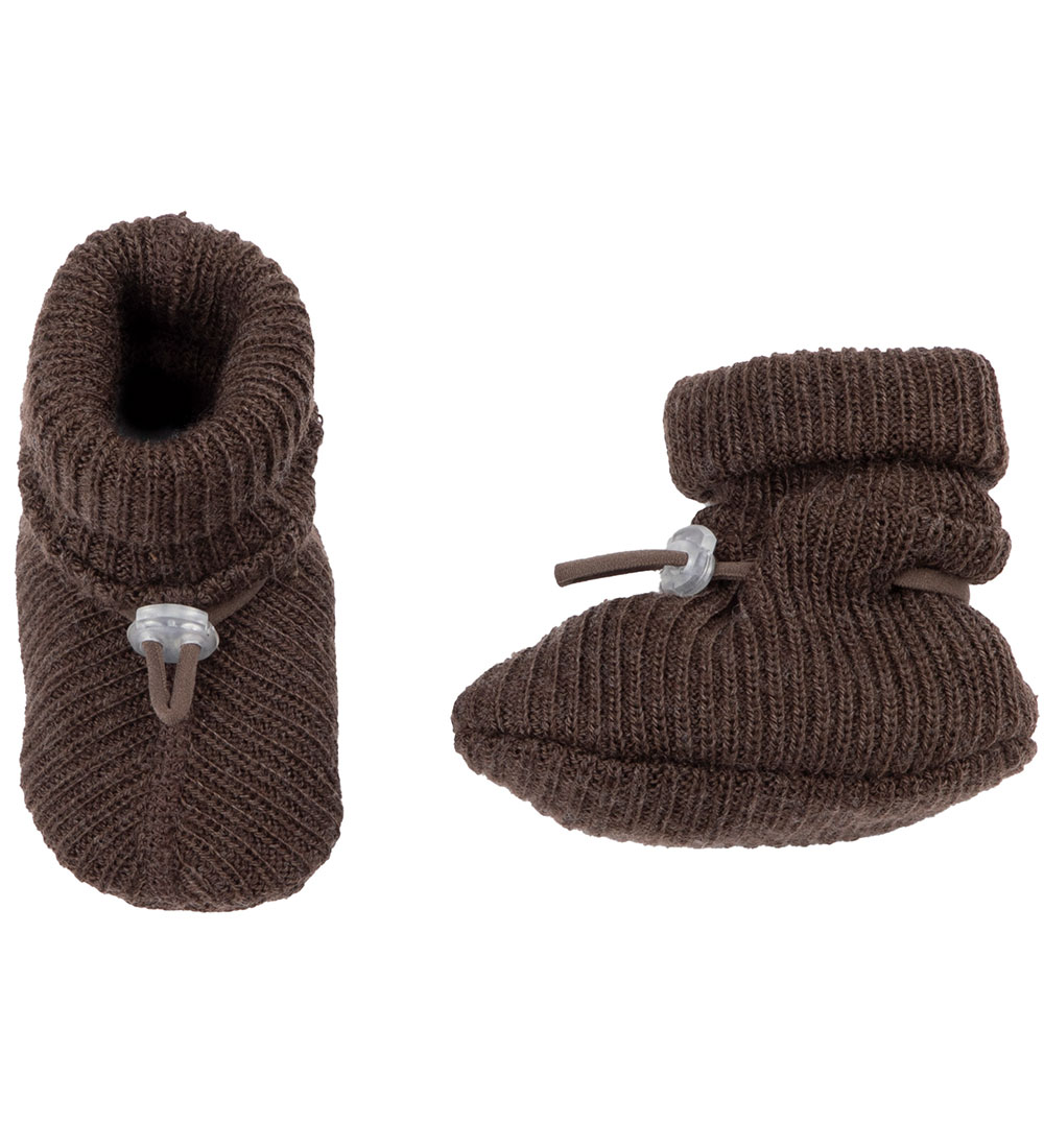 Joha Booties - Knitted - Wool - 2-layer - Dark Brown