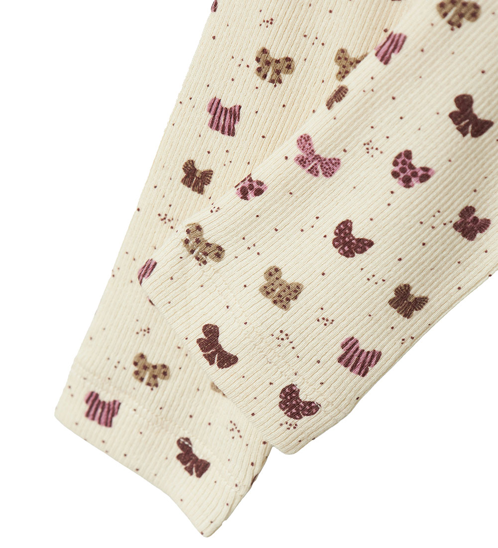 Name It Leggings - Rib - NbfRibow - Summer Sand w. Bows