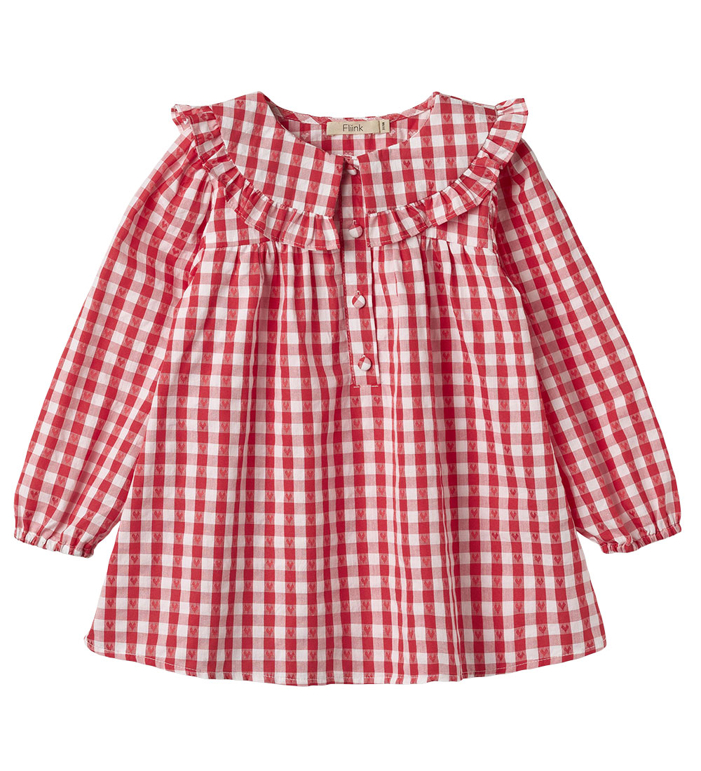 Fliink Tunic - Sasha Check - Pompeian Red/Sandshell