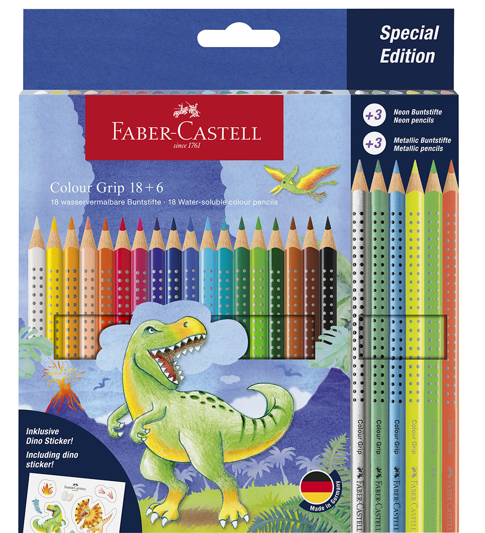 Faber-Castell Colouring Pencils - 24 pcs - Grip Dino